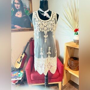 Pretty Angel Ivory Lace Sheer Overlay Top